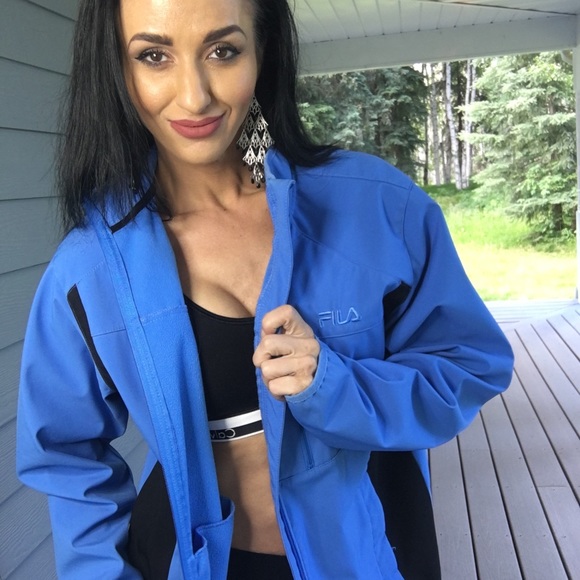 Fila Jackets & Blazers - Fila Blue Black lightweight zip jacket oversized